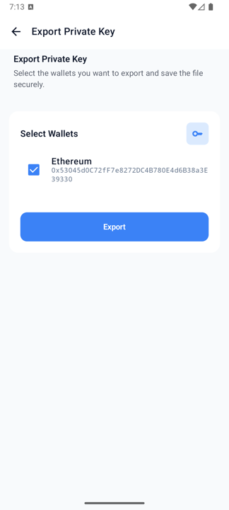 Export screen