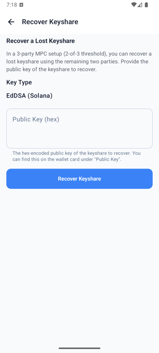Recovery screen